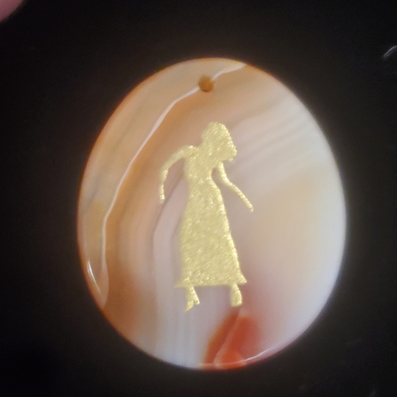 New Hand Carved Virgo Red Onyx Agate Oval Pendant Amulet. - Picture 9 of 13